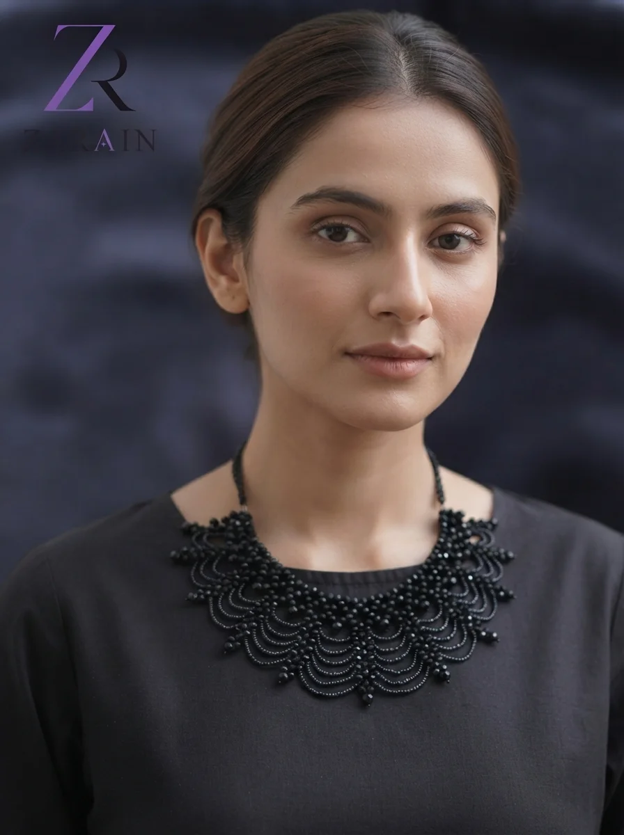 Gothic Elegance Black Crystal Collar